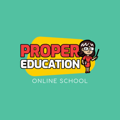 Online School Logo Template Featuring a Teacher Character 3940c-el1