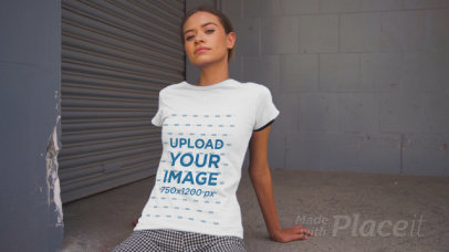 T-Shirt Video Featuring a Young Woman Posing in Urban Settings 3386v