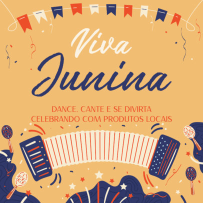 Instagram Post Generator for a Festa Junina Event with an Accordion Illustration 3714d