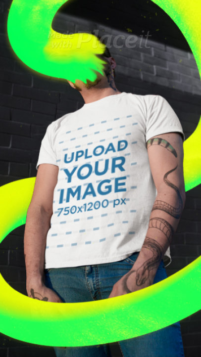 T-Shirt Mockup of a Tough Man with 2D Motion Graphics 3315v
