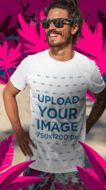 T-Shirt Video Featuring a Man and Illustrated Leaves Animations 3295v
