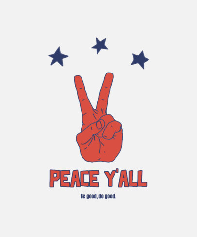 T-Shirt Design Template with an Illustrated Peace Hand Sign 4017d
