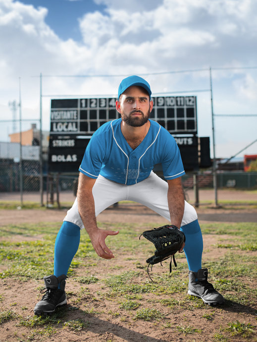 Placeit Baseball Uniform Builder Man in the Center Field