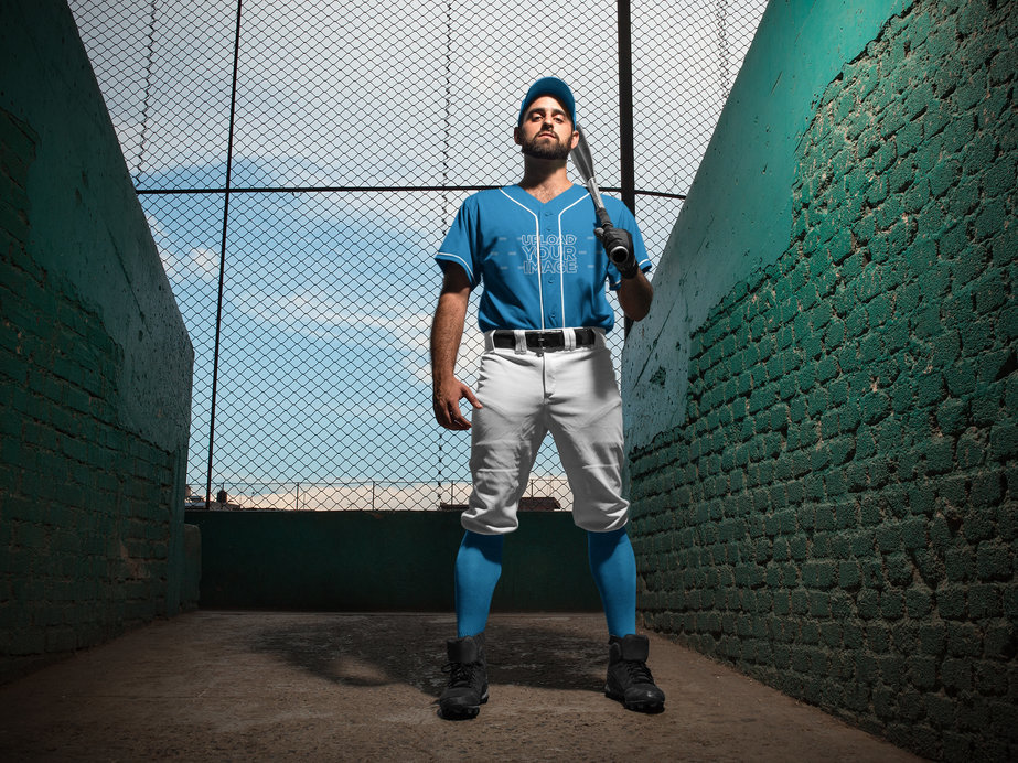 Placeit Baseball Uniform Builder Batter Standing at the Stadium