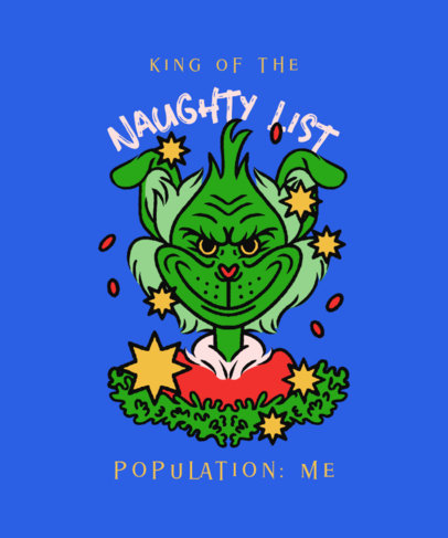 T-Shirt Design Generator Featuring a Smiling Cartoon Inspired by The Grinch 5559m