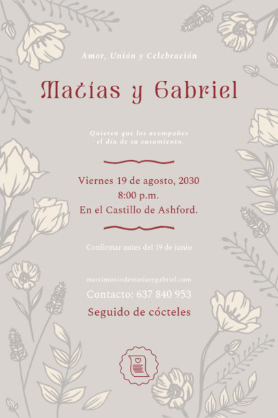 Invitation Design Template for an LGBT Wedding With Flower Illustrations