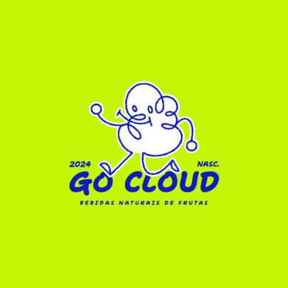 Healthy Drinks Place Logo Template with a Bizarre Cartoon