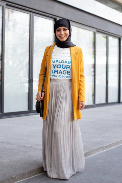 Download Placeit - T-Shirt Mockup of a Woman Wearing a Hijab at the ...