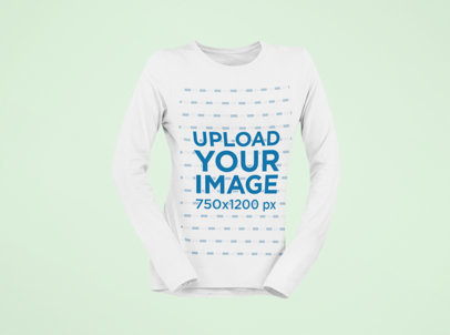 Mockup of a Ghosted Long Sleeve Tee Floating Against a Customizable Background 29401