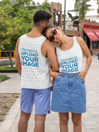 Download Placeit - Front and Back Mockup of a Couple Wearing ...