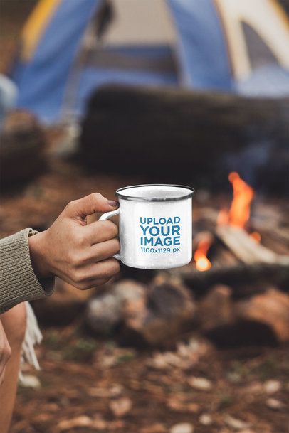 Download Placeit - T-Shirt Mockup of a Woman at a Campsite Holding ...