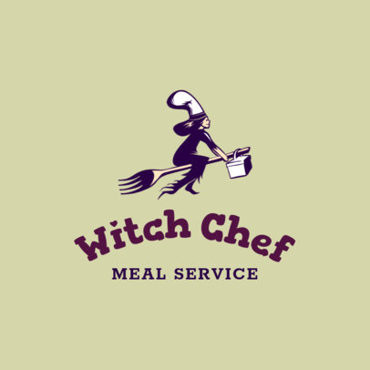 Food App Logo Template Featuring a Witch Riding a Fork 3298j
