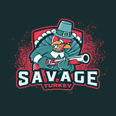 Gaming Logo Maker Featuring a Savage Turkey with a Rifle 3711j