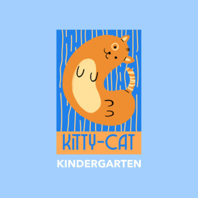 Kindergarten Logo Maker Featuring a Cat Clipart 4123j