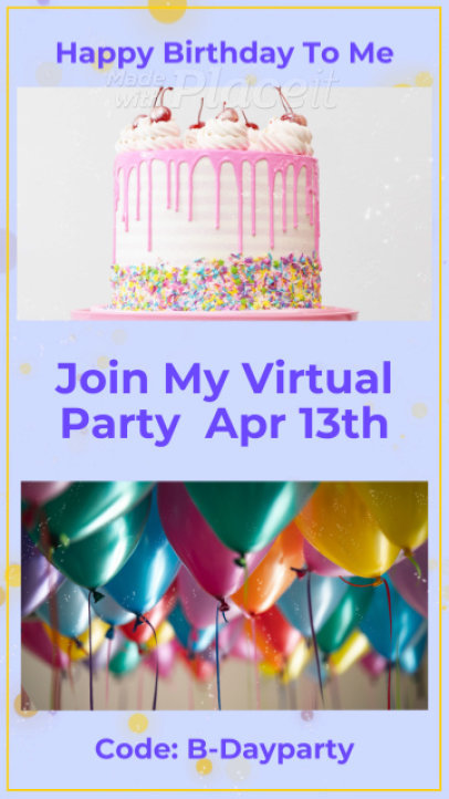 Instagram Story Video Maker for an Online Birthday Party Invitation 2583a 2945