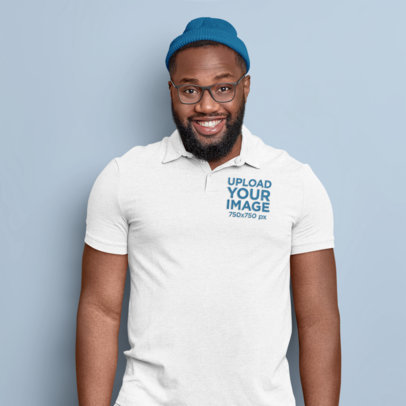 Polo Shirt Mockup of a Bearded Man Standing Against a Wall M3649-r-el2