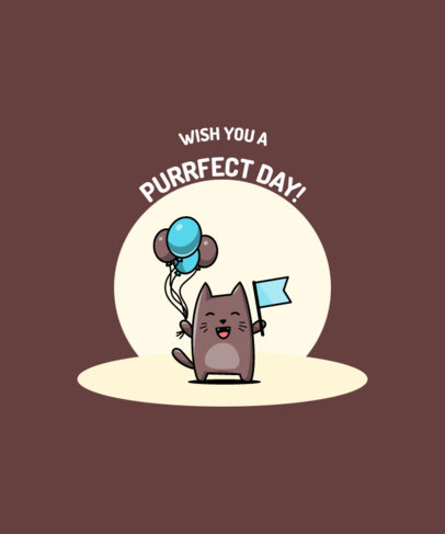 Illustrated T-Shirt Design Maker Featuring a Cute Kitten Holding Some Balloons 3730c-el1