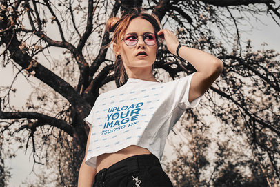 Crop Top Mockup of a Serious Woman Doing a Cool Pose