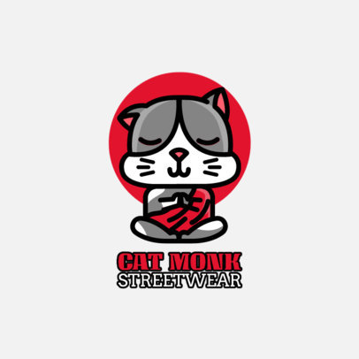 Illustrated Streetwear Logo Creator Featuring a Cat Meditating 264e-el1