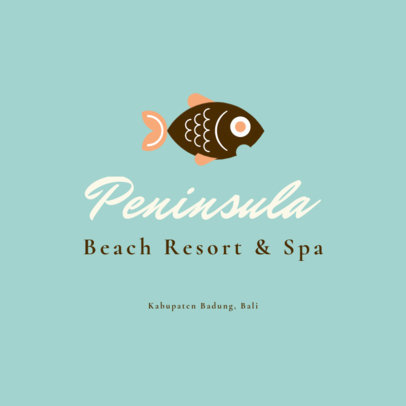 Beach Resort Logo Template Featuring Fish Illustrations 1761f 16-el