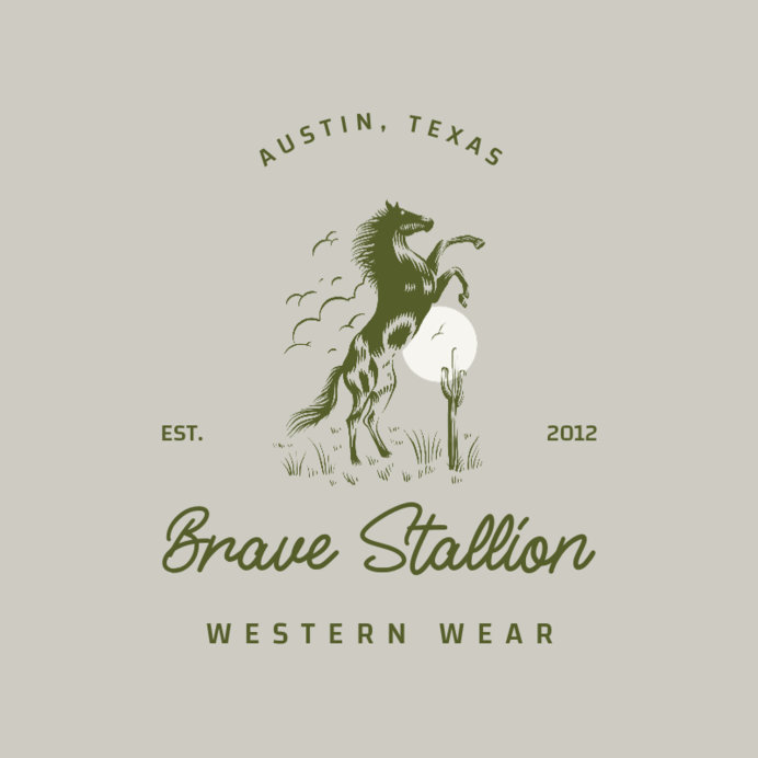 Placeit Western Clothing Brand Logo Template with a Brave Stallion